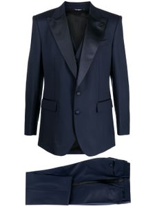 Dolce & Gabbana costume trois-pièces à détails satinés - Bleu