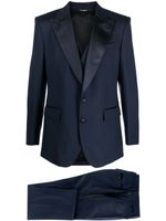 Dolce & Gabbana costume trois-pièces à détails satinés - Bleu