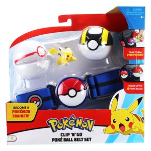 Boti Pokémon clip &apos;n&apos; go poke ball met blauw riem speelset, 4dlg.