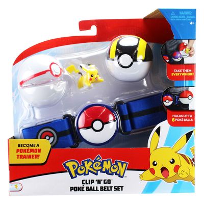 Boti Pokémon clip &apos;n&apos; go poke ball met blauw riem speelset, 4dlg.