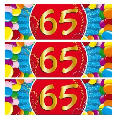 65 jaar leeftijd sticker - 5x - 19 x 6 cm - 65 jaar verjaardag - jubileum - versiering