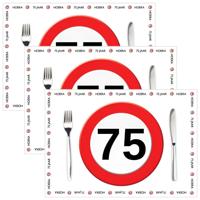 Placemat 75 jaar - 30x stuks - 42 x 30 cm - 90g - papier - verjaardag - jubileum