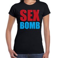 Sex bomb fun tekst t-shirt zwart dames