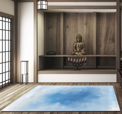 Blauw aquarel minimalistisch vinyl tapijt