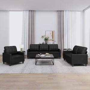 3-delige Loungeset met kussens kunstleer zwart SKU: V3201338