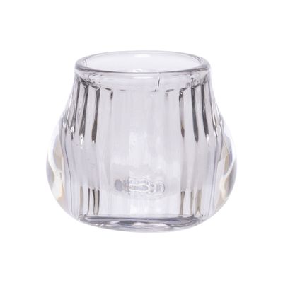 Glazen theelichthouder / waxinelichthouder grijs rond 8 cm