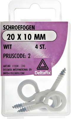 Schroefoog 20x10mm wit 4st - Deltafix