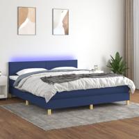 Boxspring met matras en LED stof blauw 160x200 cm