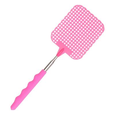 Uitschuifbare lange vliegenmepper - roze - van 34 naar 76 cm - metaal/kunststof Uitschuifbare lange vliegenmepper - roze - van 34 naar 76 cm - metaal/kunststof