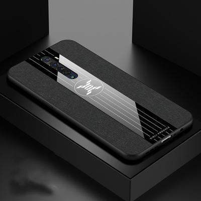 Voor OPPO RENO 2 XINLI stiksels doek Textue schokbestendige TPU beschermhoes (zwart)
