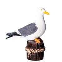 Meeuw op 1 paal - vogel - tuin beeldje - voor binnen/buiten - 18x8x20 cm - dieren tuinbeelden