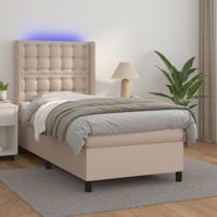 Boxspring met matras en LED kunstleer cappuccinokleur 90x200 cm