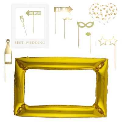 Foto prop set met frame - Verkleed accessoires - bruiloft thema - 14-delig - photo booth spullen