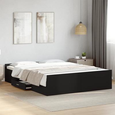 Bedframe met lades bewerkt hout zwart 150x200 cm