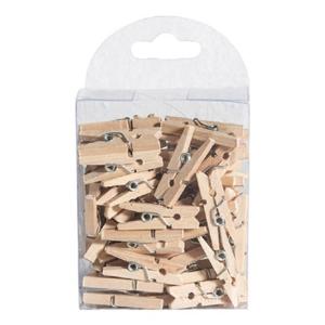 Chaks Hobby mini wasknijpers - 50x - naturel - hout- 2,5 cm