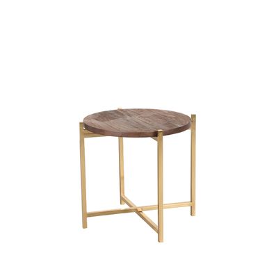 LABEL51 Bijzettafel Dox - Espresso - Mangohout - 40 cm Goud