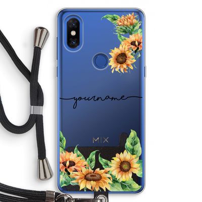 Zonnebloemen: Xiaomi Mi Mix 3 Transparant Hoesje met koord