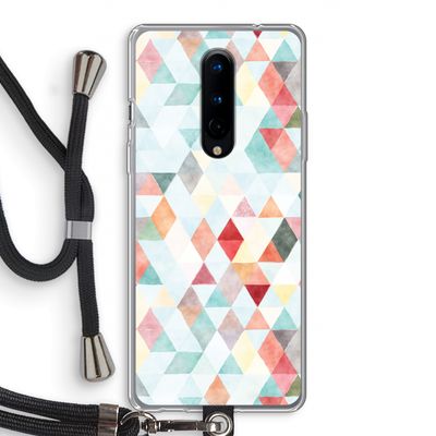 Gekleurde driehoekjes pastel: OnePlus 8 Transparant Hoesje met koord