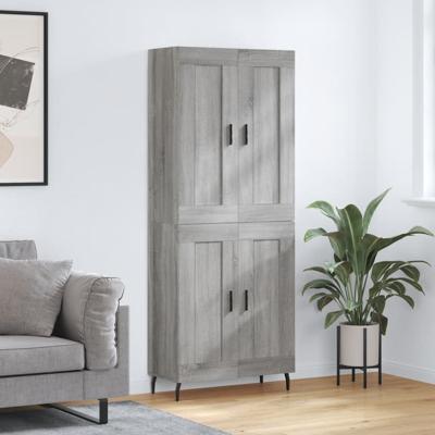 Hoge kast 69,5x34x180 cm bewerkt hout grijs sonoma eikenkleurig