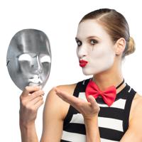 Verkleed gezichtsmasker Mime - zilver - volwassenen - Carnaval/Themafeest - thumbnail