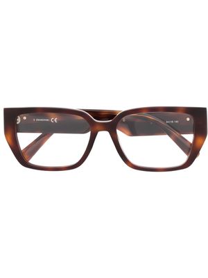 Swarovski Eyewear lunettes de soleil rectangulaires à ornement en cristal - Marron