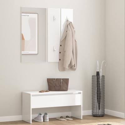 Garderobe set bewerkt hout hoogglans wit