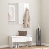Garderobe set bewerkt hout hoogglans wit