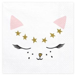 Poezen/katten thema feest servetten - 20x stuks - 33 x 33 cm - Kinderverjaardag/feestje