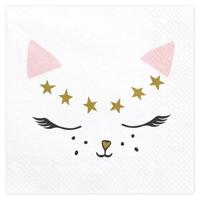 Poezen/katten thema feest servetten - 20x stuks - 33 x 33 cm - Kinderverjaardag/feestje