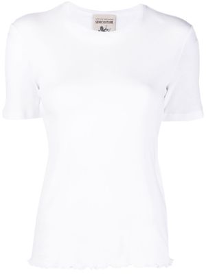 Semicouture t-shirt à bords volantés - Blanc