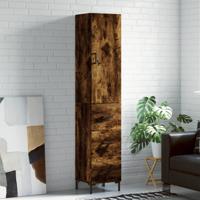 Hoge kast 34,5x34x180 cm bewerkt hout gerookt eikenkleurig