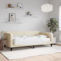 Slaapbank met matras 80x200 cm stof crèmekleurig