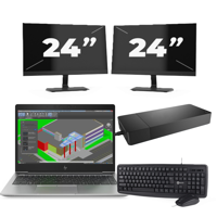 HP ZBook 14u G5 - Intel Core i7-8e Generatie - 14 inch - 16GB RAM - 256GB SSD - Windows 11 + 2x 24 inch Monitor