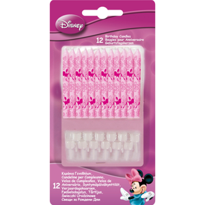 Roze Mini Mouse kaarsjes - 12 stuks
