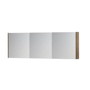 INK SPK1 Spiegelkast - 180x14x60cm - 3 deuren - dubbelzijdige Spiegel - schakelaar en stopcontact - MFC Naturel eiken 1110860