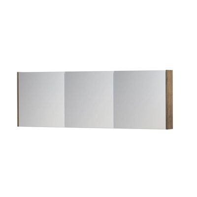 INK SPK1 Spiegelkast - 180x14x60cm - 3 deuren - dubbelzijdige Spiegel - schakelaar en stopcontact - MFC Naturel eiken 1110860