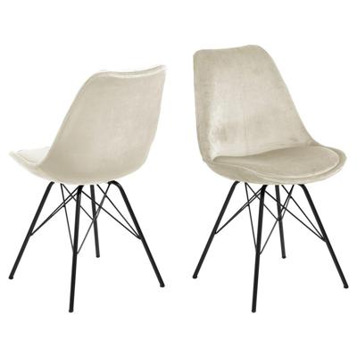 Leen Bakker - Eetkamerstoel Bonn (2 Stuks) - Velvet - Zand - Metaal/Velvet - Bruin - 54x48.5x85.5 Cm