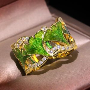 Ladies Elegant Creative Butterfly Epoxy Ring Plum Blossom Zircon Diamond Wedding Anniversary Ring