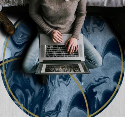 Marmeren abstract ontwerp vinyl tapijt rond