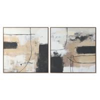 Schilderij Home ESPRIT Zwart Gouden Abstract Stads 100 x 4 x 100 cm (2 Stuks)