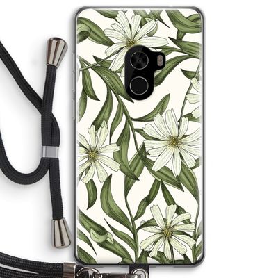 Wit bloemenpatroon: Xiaomi Mi Mix 2 Transparant Hoesje met koord
