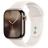 Apple Watch Series 10 GPS + Cellular 42mm Titanium Case met Sport Band - M/L Smartwatch Goud