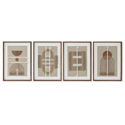 Canvas Home ESPRIT Wit Natuurlijk Modern Scandinavisch 36 X 2,3 X 50,3 cm (4 Stuks)