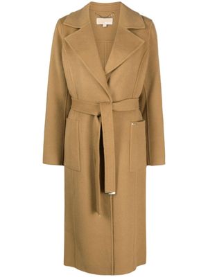 Michael Michael Kors manteau boutonné à taille ceinturée - Marron