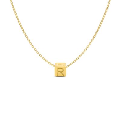 Minimalistische letter ketting cube - 14K GOUD - Goud - R