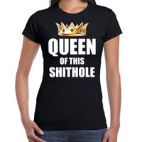 Queen of this shit hole t-shirts voor thuisblijvers tijdens Koningsdag zwart dames 2XL  -