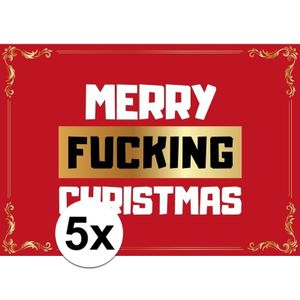 Grappige kerst wenskaarten Merry Fucking Christmas 5 stuks   -