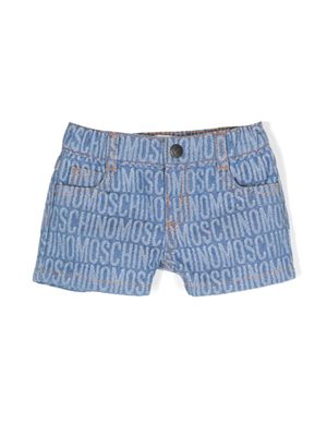 Moschino Kids chemise à logo en jacquard - Bleu
