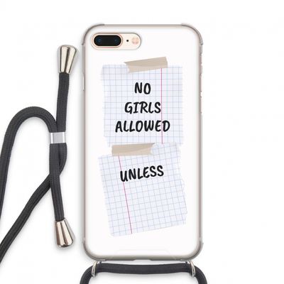 No Girls Allowed Unless: iPhone 8 Plus Transparant Hoesje met koord