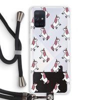 Eenhoorns overal: Samsung Galaxy A71 Transparant Hoesje met koord